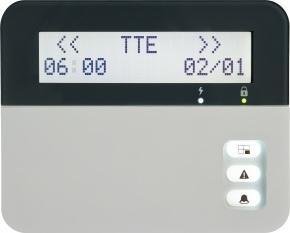 Display LCD com 32 caracteres. Botões rápidos para armar/desarmar.