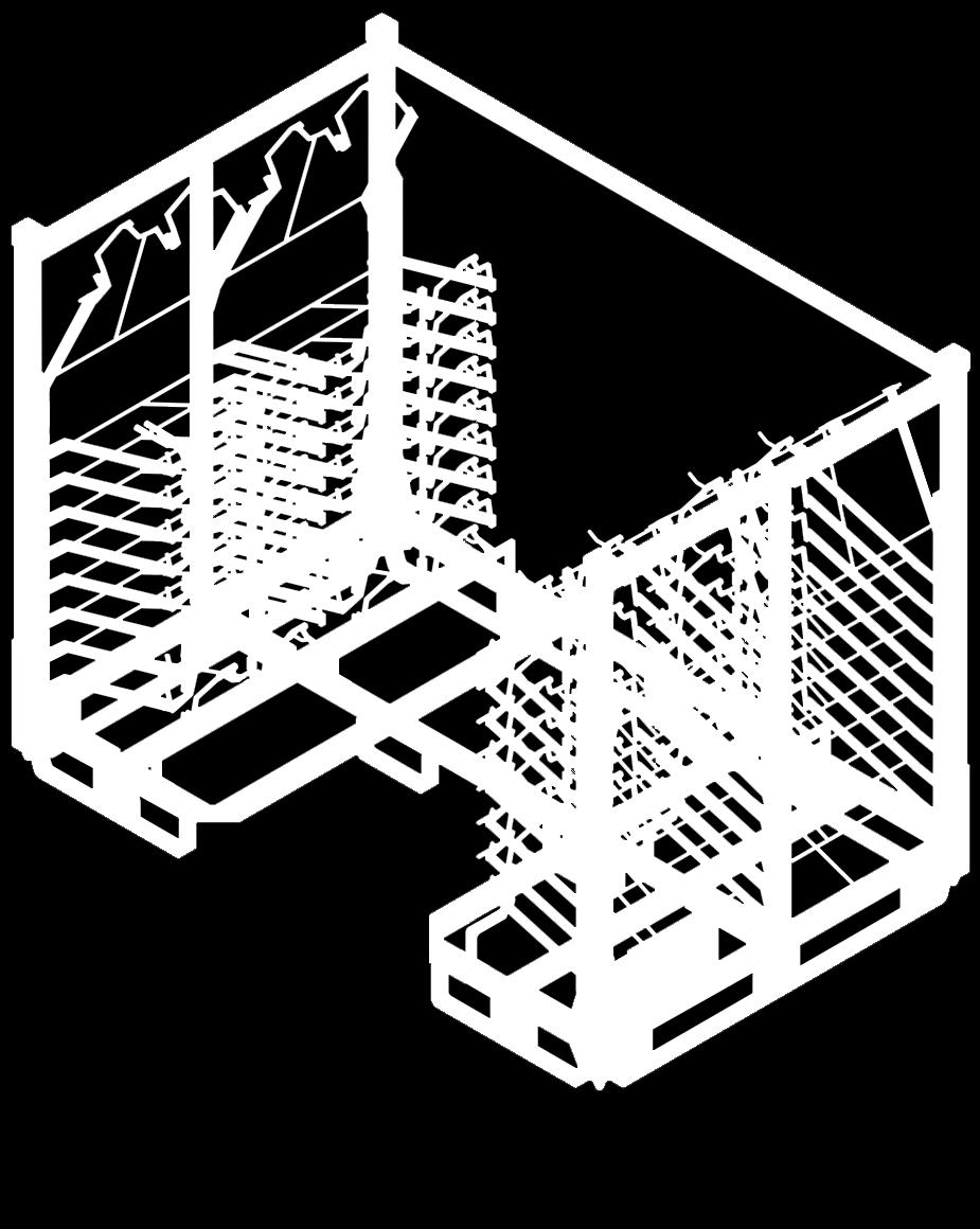 O contentor rebatível é desenvolvido para aprovisionamento e transporte de portas de bagageira.