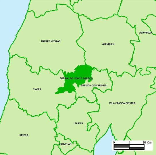 4 Fig. 2 Localização e Divisão Administrativa do Município A freguesia com maior área é a de Santo Quintino, à qual corresponde mais de metade do total de área do município.