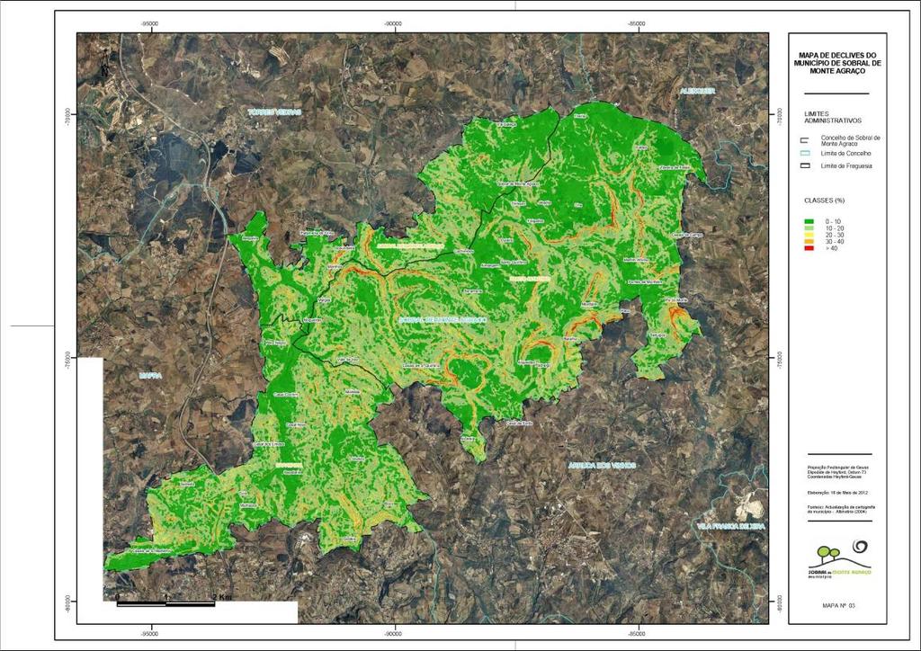 1.3 Declive 6 Fig. 4 Mapa de Declives Fonte: Atualização da cartografia do município Altimetria (2004) Os declives (fig.