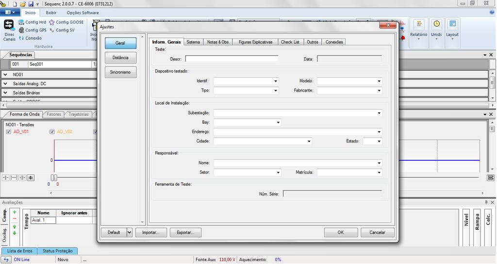 4.2 Configurando os Ajustes Figura 37 Ao abrir o software a tela de Ajustes abrirá automaticamente (desde que a opção