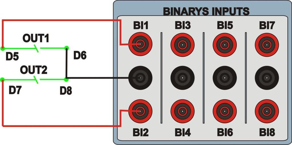 1.3 Entradas Binárias Ligue as entradas binárias do CE-6006 às saídas binárias do relé. BI1 ao pino D5 e seu comum ao pino D6.