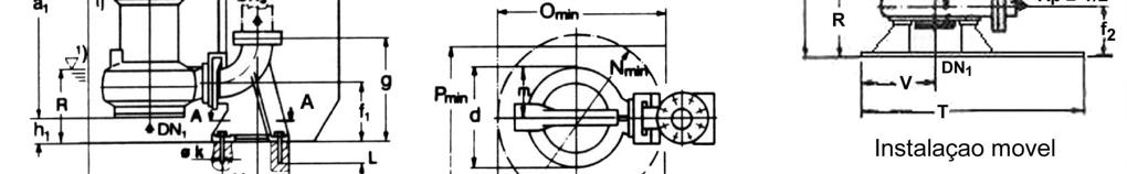 KRT 65-200 - Instalação estacionária com cabo guia e instalação móvel em poço úmido FUNDAÇÃO FLANGE DN 3 DN 3 A B C D E G H J K L DN 3 gf kf Df zf lf Norma 80 250 200 180 150 35 135 125 14 12 115 80