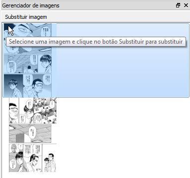 3.4.6 Como substituir imagens com o Gerenciador de imagens As imagens usadas para cada página do livro podem ser substituídas usando o Gerenciamento de imagens. Para substituir uma imagem: 1.