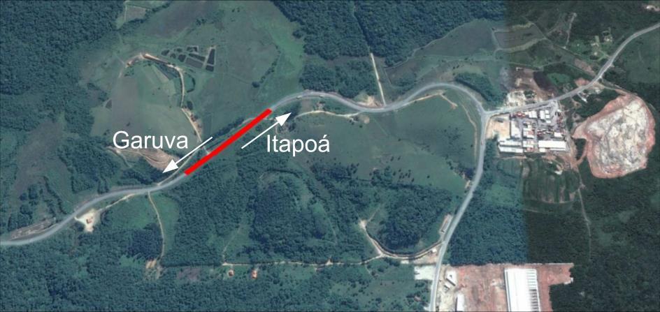 Figura 1: Segmento Monitorado de Itapoá O tráfego no local é bem peculiar devido ao porto existente no município de Itapoá.