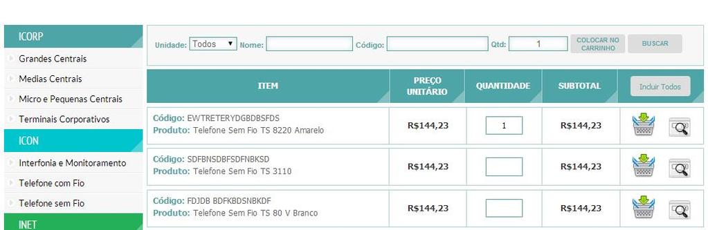 INCLUSÃO DE PEDIDO VIA PORTAL 5. Menu de produtos com as Unidades de Negócios e Seguimentos. Exibido conforme seus nível de acesso. 6. Filtro de pesquisa do produto.