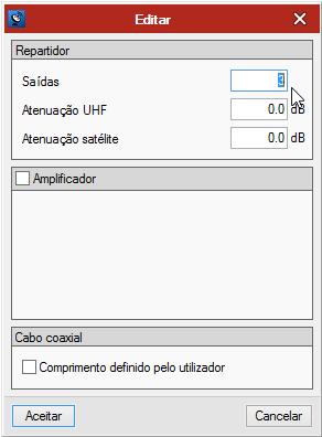 ITED 31 Fig. 3.44 No esquema CATV, prima sobre os RC-CC de todas as frações de habitação e altere o número de saídas para 6, de acordo com a figura seguinte. Fig. 3.45 No esquema CATV, prima sobre os RC-CC do comércio e escritório e altere o número de saídas para 3, conforme a figura seguinte.