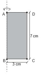 27) A Figura mostra um retângulo ABCD cujos lados medem 7 cm e 3 cm.