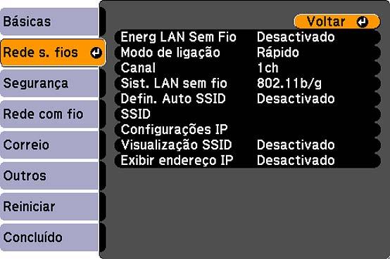 Senha PJLink permite que digite uma senha de até 32 caracteres alfanuméricos para usar o protocolo PJLink para controle do projetor. Palav-passe/Co.