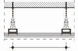 Teto Knauf D112 Bidirecional Utiliza duas estruturas metálicas do tipo F 47. Os perfis principais são fixados na laje superior por meio de suportes niveladores e tirantes.
