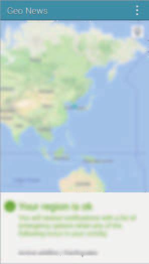 Usar o widget geo news Você poderá visualizar sua localização atual e informações sobre ocorrências em sua região no widget