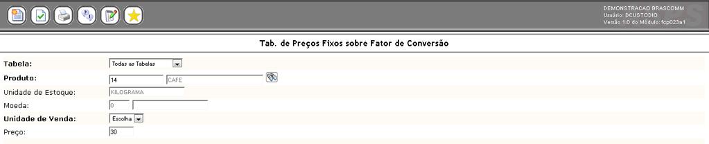 6.1.13 Markdown sobre fator de conversão Aplica um % de makdown sobre o fator de conversão.