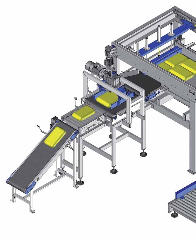 1 Cinta inclinada Esteira inclinada 2 Rodillo de asentamiento Grupo de rolos de ajuste 3 Ala Plano de rotación saco motorizado con apertura y cierre con mando electroneumático para preparación capas.