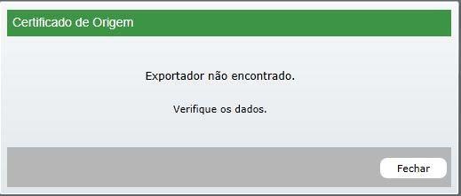 Para inserir um novo exportador, digite o CPF ou CNPJ do exportador e clique e inserir, aguarde alguns segundos até que o sistema verifique a existência do exportador a ser inserido, se o CPF ou CNPJ