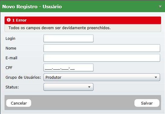 Por padrão, o sistema exibe os usuários cadastrados ordenados pela data de criação dos mesmos.