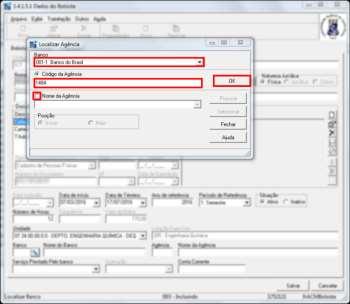 28 13) No menu suspenso, selecione o banco. Em seguida, insira o código da agência (sem o dígito verificador) e clique em OK.