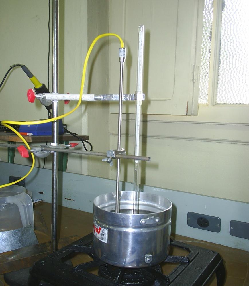 11 Termopar tipo K Termômetro Figura 8:Instrumentação Foi realizada anotação de dados a cada variação de tensão do termopar e o tempo decorrido dessa variação até a água atingir a temperatura de