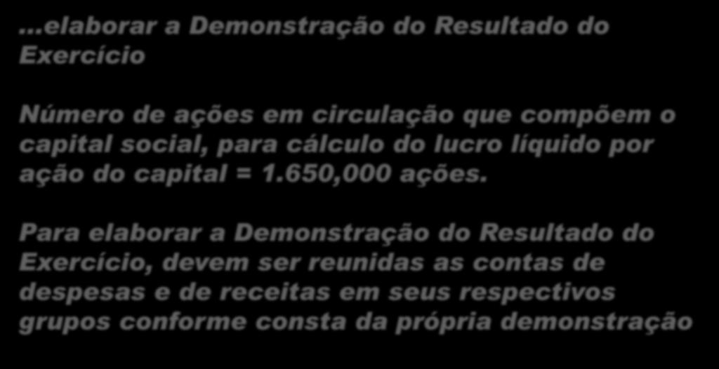 Demonstração do Resultado do Exercício.