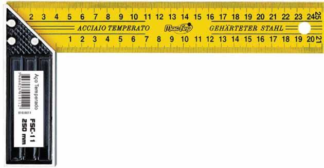 Aparelhos de medida / Pág. 5 Esquadro aço FSC-11 Escala frente e verso 010.0011 250mm un 48 010.