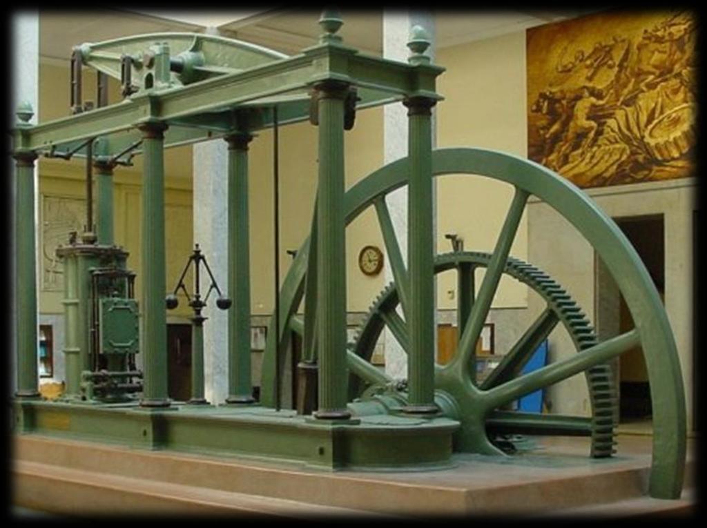 Progressos técnicos na indústria Em 1769, James Watt desenvolveu o