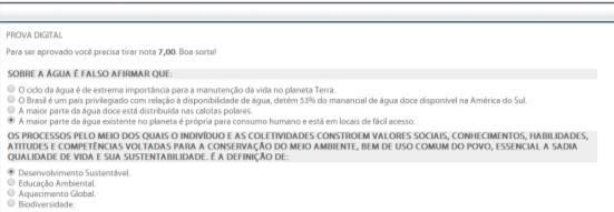 No término do treinamento você deverá responder a Prova Digital/Avaliação On-line clique no botão indicado para carregar a