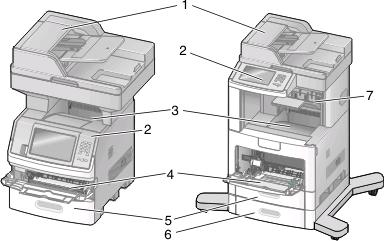 Para aprender sobre a impressora Configurações da impressora ATENÇÃO PERIGO DE QUEDA: É necessária uma mobília adicional para oferecer estabilidade às partes que são montadas sobre o piso.