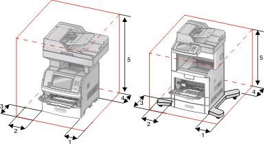 Instalação da impressora em um novo local Deixe o seguinte espaço recomendado em volta da impressora: 1 Lado Direito 20 cm (8 pol.) 2 Lado Esquerdo 31 cm (12 pol.) 3 Frente 51 cm (20 pol.