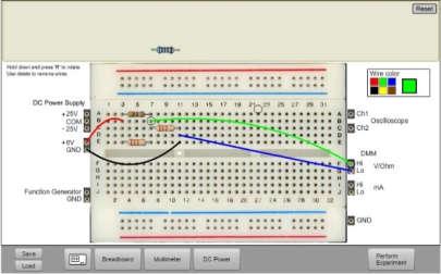 Figura 4 Prática no laboratório físico Para realizar a atividade prática, os alunos tiveram que montar o circuito na placa virtual VISIR e usar instrumentos como, o multímetro e a fonte de