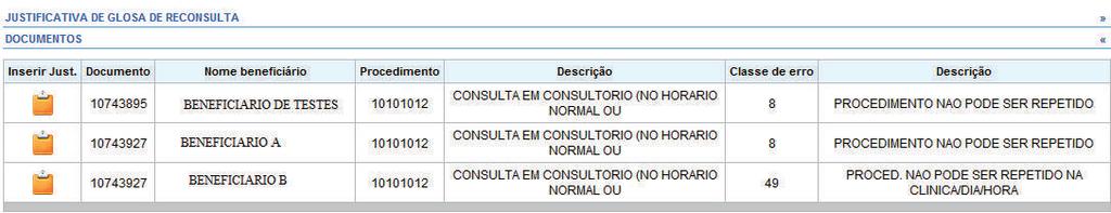 Para mostrar o relatório de reconsultas com justificativa pendente, deve-se selecionar o período e realizar a busca.