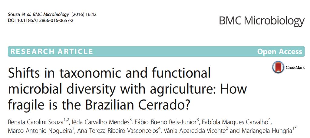 O que aprendemos: Solos do Cerrado Metagenoma Maiores diferenças entre área