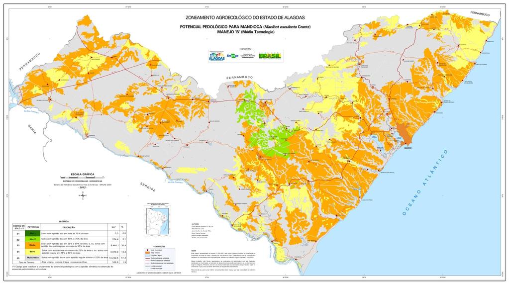 FIGURA 11 - Mapa do potencial pedológico do estado de Alagoas para