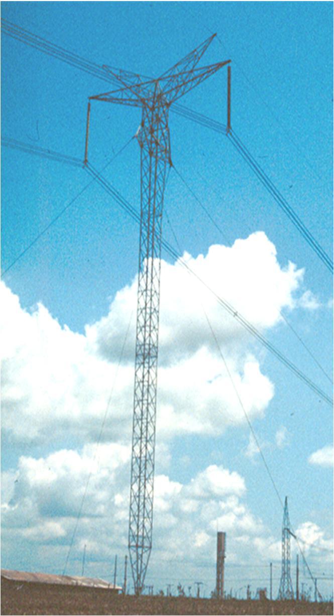 Sistema da transmissão Itaipu (Furnas) Duas sistemas de 6300 MW 3 EHVAC Lines 765 kvac About 70% Guyed