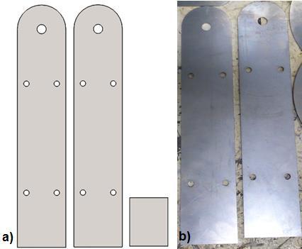 Figura 68 - Vista superior do projeto (a) e protótipo (b) das Chapas do Elo 2 A Junta Rotativa 3 é composta por um Eixo usinado (31)