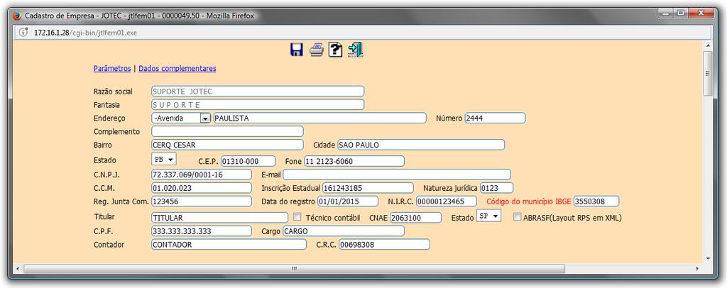 Para facilitar a explicação, a tela foi dividida três etapas. Primeira etapa: Marcar esta flag caso a empresa realize a emissão de RPS padrão RSF (XML). Utilizada somente para prestadoras de serviços.