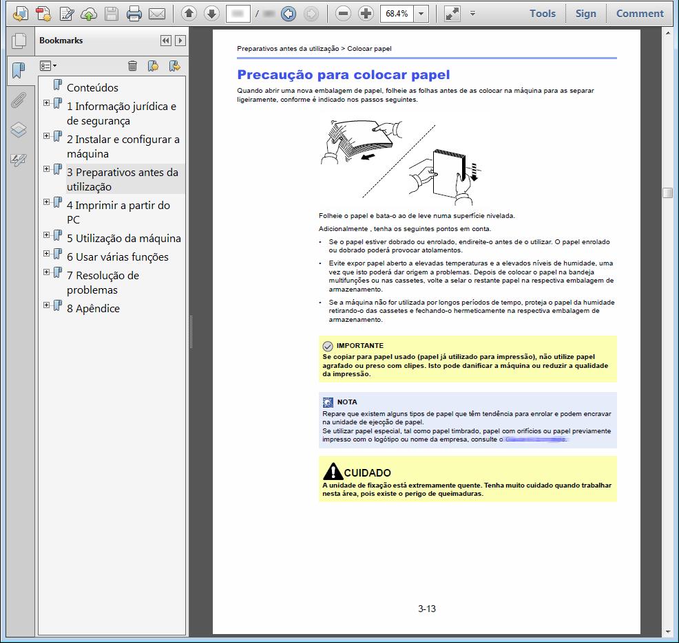 > Sobre o Guia de Uso (este Guia) Convenções utilizadas neste guia O Adobe Reader XI é utilizado como exemplo nas explicações abaixo.