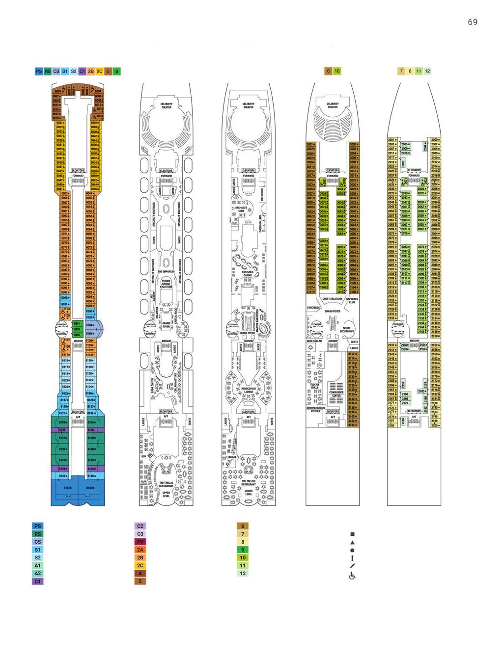 PLANTAS DOS DECKS DA CLASSE MILLENIUM Deck 6 Deck 5 Deck 4 Deck 3 Deck 2 Penthouse Suite Royal Suite Celebrity Suite Sky Suite 1 Sky Suite 2 da AquaClass 1 da AquaClass 2 da Classe Concierge 1 da