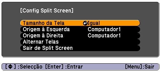 Pressione o botão Aspect várias vezes para navegar pelas opções disponíveis. Também é possível alterar a relação de aspecto da imagem no menu Sinal do projetor.