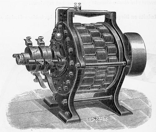 Máquinas Eléctricas 40 Resenha Histórica O lternador de Wilde lternador de Wilde (1867) Durante o ano de 1867 Henry Wilde criou um alternador monofásico com as bobinas do circuito do induzido