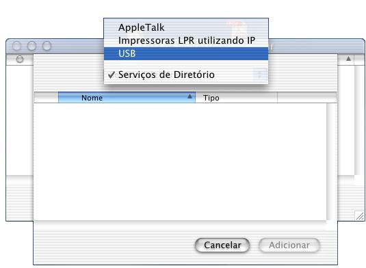 0 Abra a pasta Utilities. D Seleccione MFC-3820CN, e faça clique em Adicionar. Configurar o Aparelho A Clique no ícone do Print Center. B Clique em Adicionar impressora.