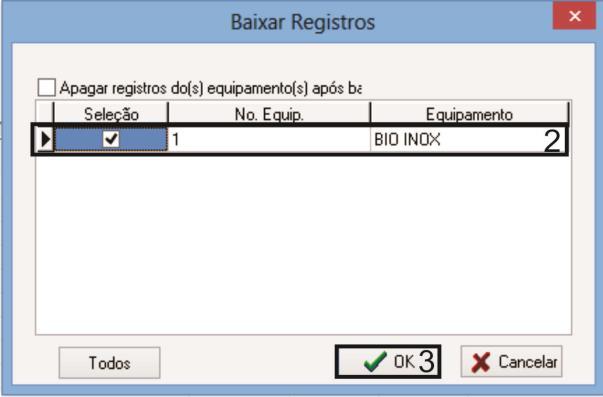 Recomendamos não deixar o equipamento chegar ao limite, pois serão perdidos todos registro depois do 30.000 evento. 9.7.2.1.