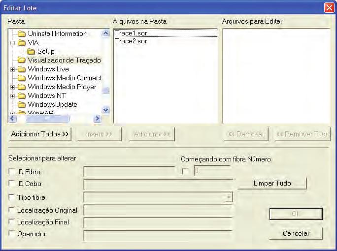 Imprimir Edição em Lotes O software Trace Viewer 920XC possui uma função de edição em lotes que permite ao usuário