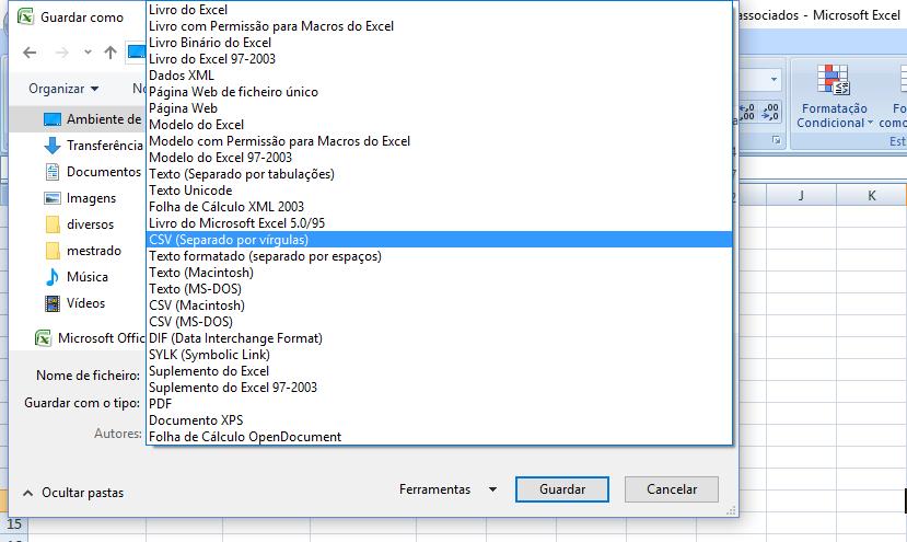 O utilizador também pode gerar um ficheiro CSV a partir de um.txt (formato do bloco de notas).