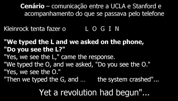 "We typed the O, and we asked, "Do you see the O." "Yes, we see the O." "Then we typed the G, and the system crashed"... Yet a revolution had begun".