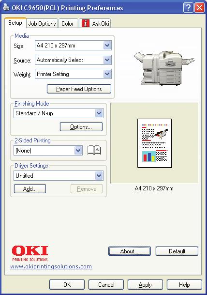 Quando as opções do controlador da impressora são iguais às dos menus do painel de controlo e os documentos são impressos a partir do Windows, as definições do controlador da impressora para Windows