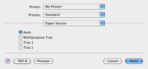 PAPER SOURCE Esta opção permite seleccionar o tabuleiro de papel a utilizar para a tarefa de impressão. PRINT QUALITY Print quality Utilize esta opção para seleccionar a resolução de impressão.