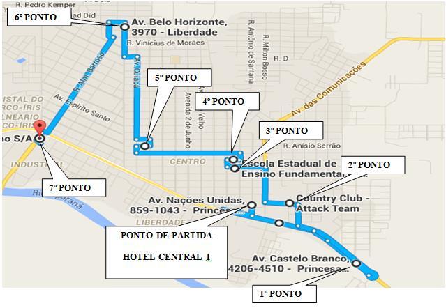 LINHA DO ONIBUS 06 (HOTEL CENTRAL 1) Trajeto: 06:30 horas buscar equipe: TODAS CATEGORIAS QUE FOREM JOGAR Saída com 1h30min de antecedência do horário do jogo PRESIDENTE MEDICI SÃO FRANCISCO 1º Ponto