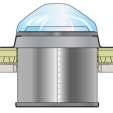 equipado com um disposi vo óp co, RIR, o qual redirecciona a luz solar para o interior do tubo circular super-reflec vo, tubo este que a transmite para uma super cie emissora