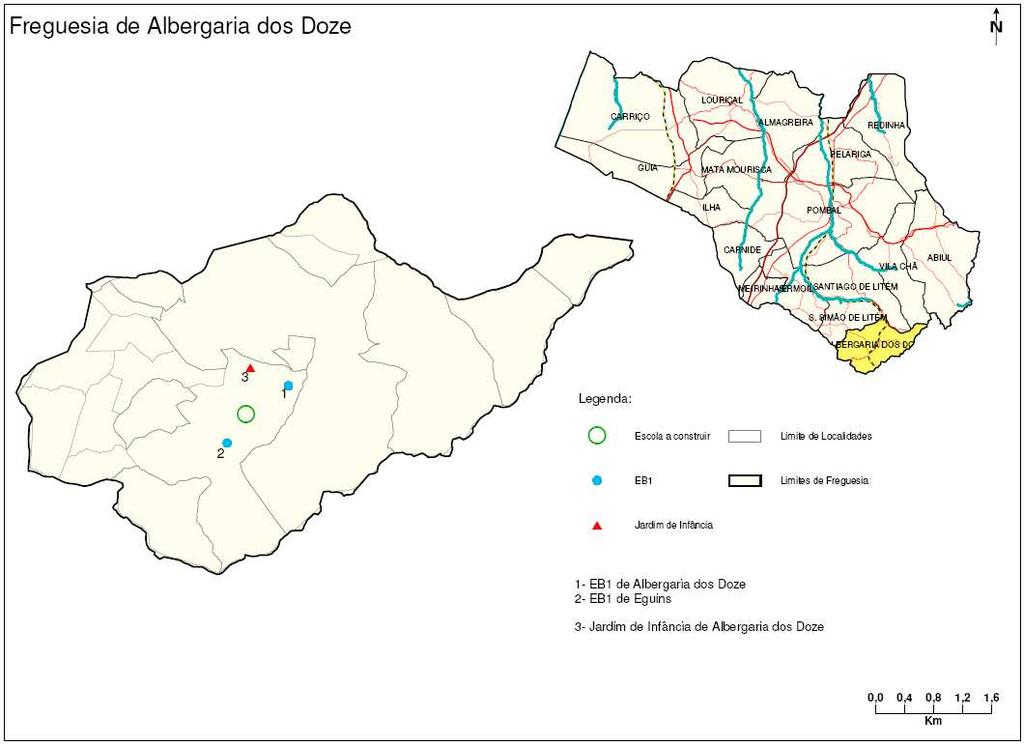 Mapa 2 Proposta de intervenção na rede escolar Freguesia de Albergaria dos Doze Fonte: Cenário prospectivo da população