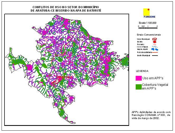 Figura 06 Conflitos de uso na porção do município de Aratuba-CE inserida na APA de Baturité 4.