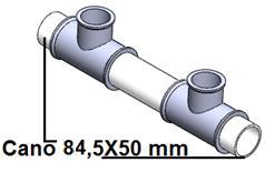 passo 1, como mostrado na figura 13 (1 unidade); - Passo 4: Junte os canos de 84,5X50 mm nas 2 conexões T 50X40 mm do conjunto